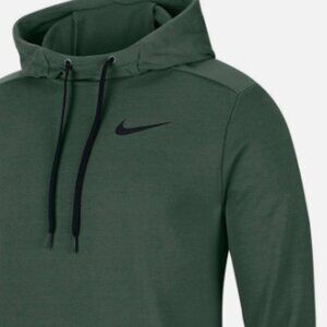 Nike Dri Fit Black Centered Logo Green Therma Hoodie Pullover Sweatshirt Men M
